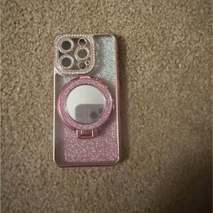 Pink Glitter Phone Case with Ring Holder